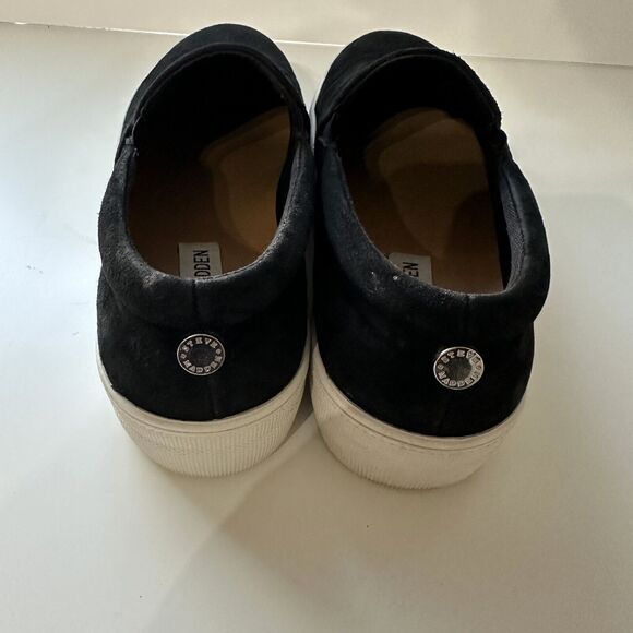 Steve Madden Womens Shoes Gills Casual Slip On Platform Loafer Black Suede 7M - Picture 5 of 8